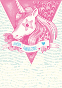 Joyeux anniversaire avec une licorne magique